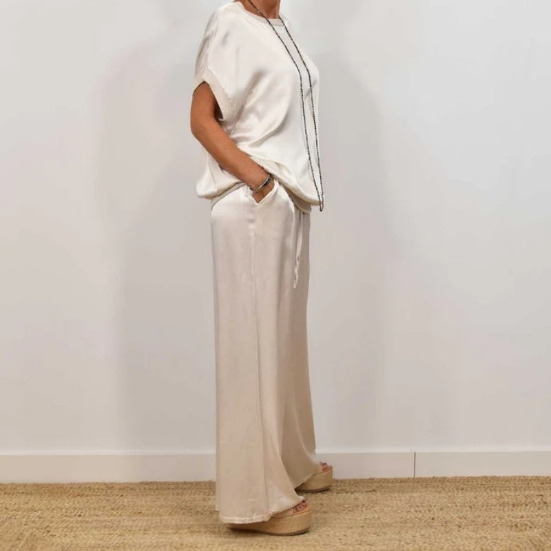 LumaSilk™ Two-Piece Satin Set — Feel Unstoppable in Effortless, All-Day Elegance