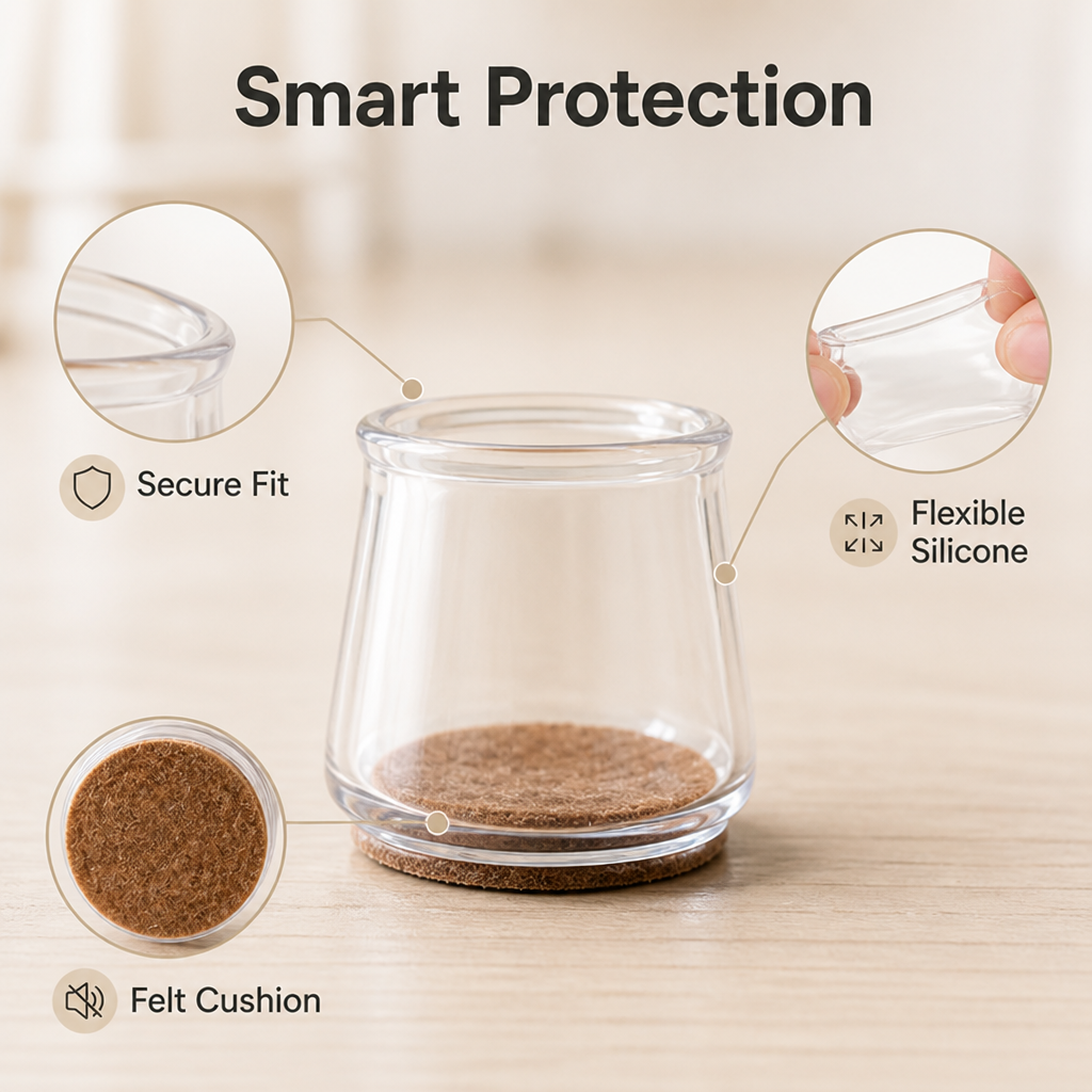 SilencioGrip™ (12pcs/pack) Chair Leg Shields — Protect Your Floors in Perfect Silence and Invisible Style