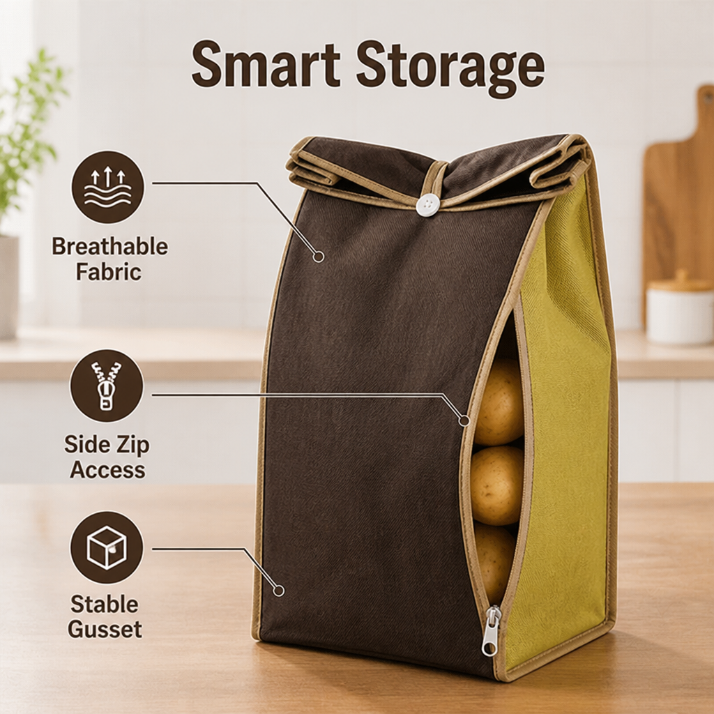 TaterTidy™ — Clear the counter and grab potatoes without the rummaging
