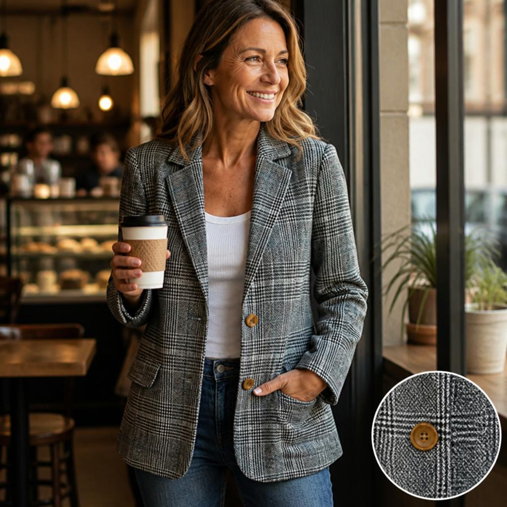 VeroStride™ Glen Plaid Blazer — Unleash Effortless Confidence That Moves With You All Day