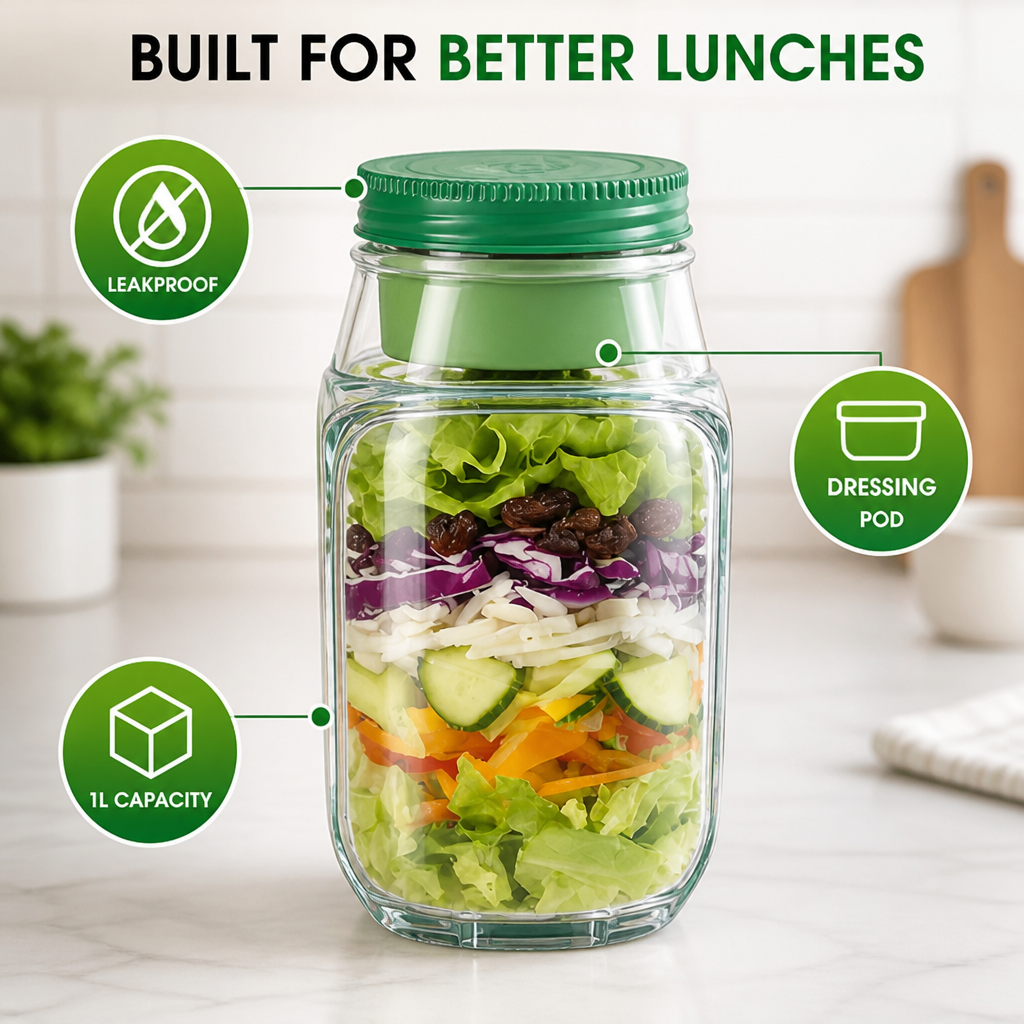 VitaSeal™ Salad Jar — Keep Every Crunch Fresh and Your Lunch Leakproof On-the-Go