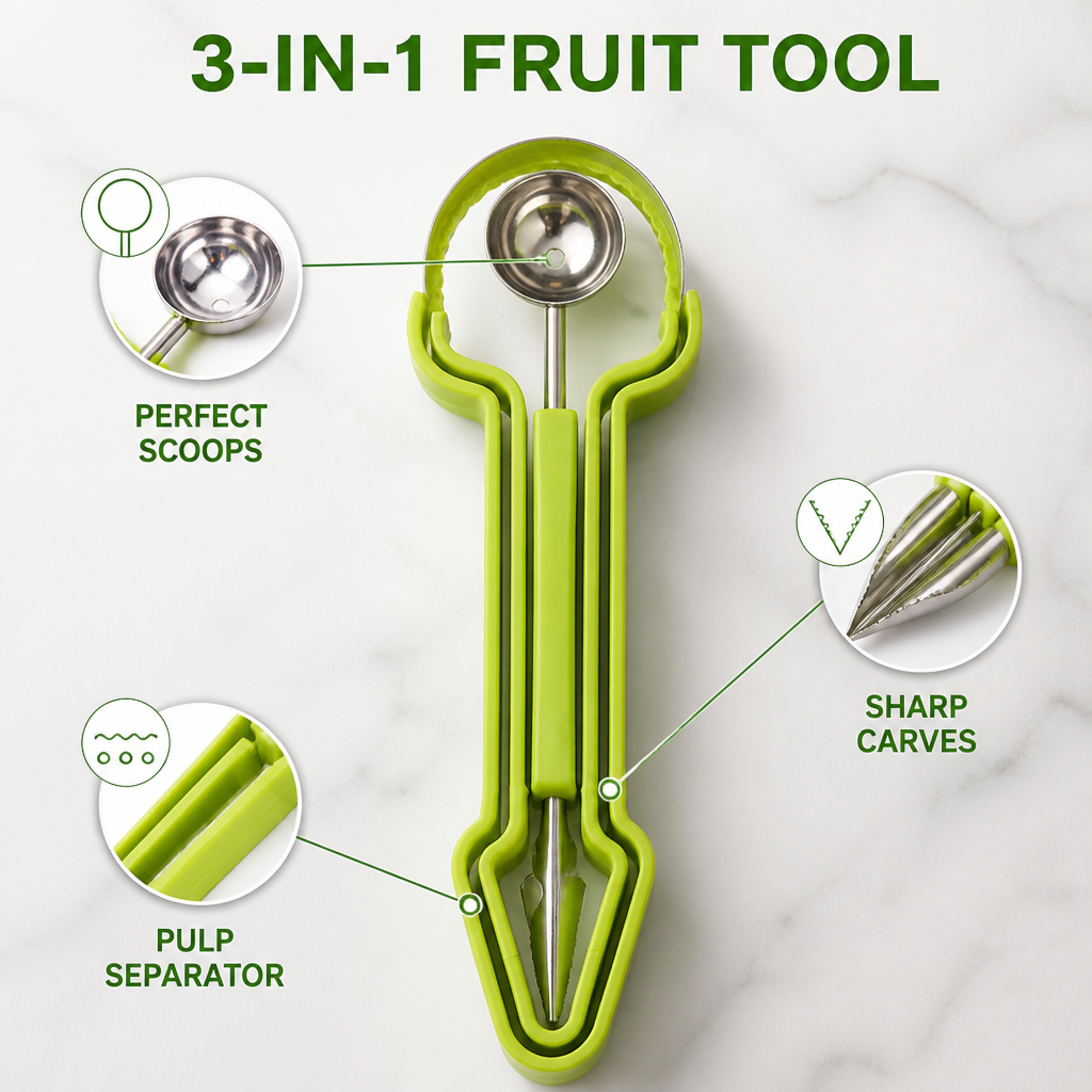 FlairSculpt™ 3-in-1 Fruit Maestro — Create Jaw-Dropping Fruit Art with Effortless Precision