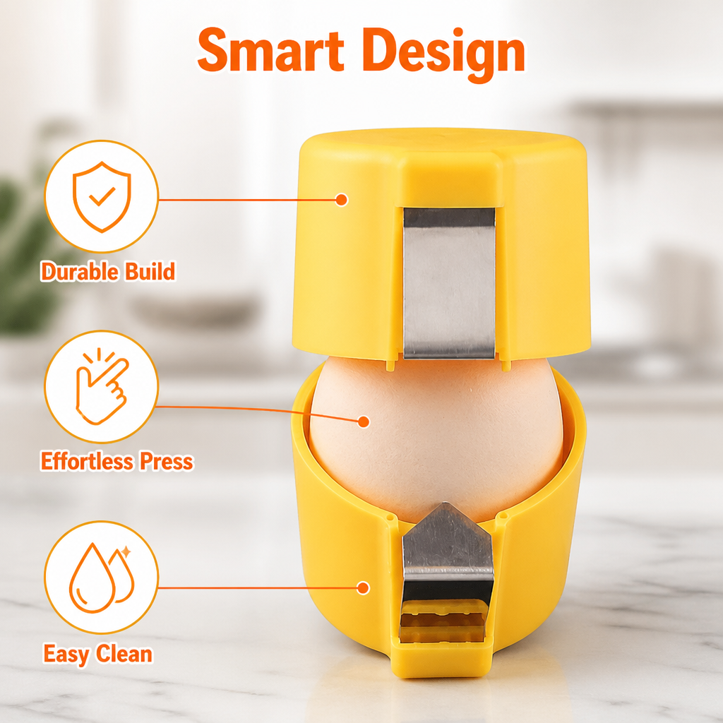 CrackEase™ — Crack Perfect Eggs Instantly, Stress-Free and Spotless Every Time