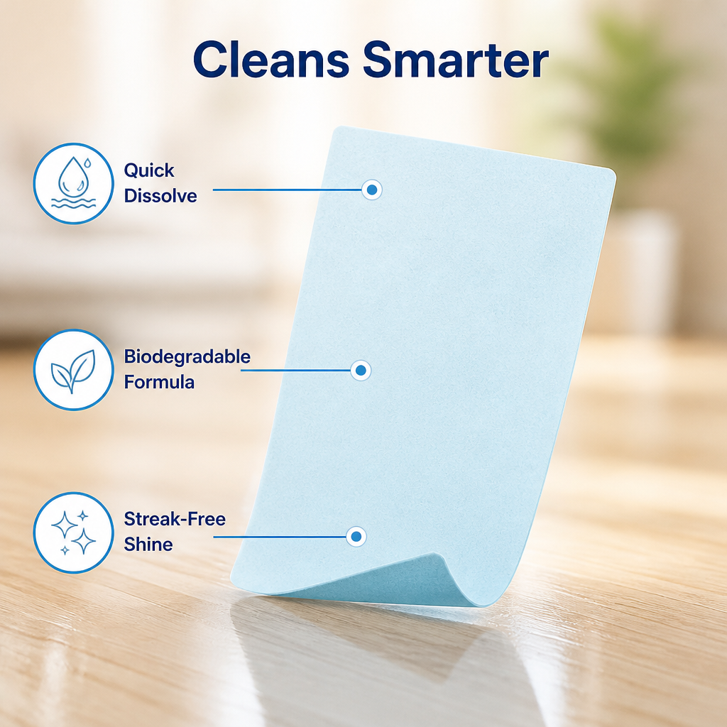GleamEase™ — Lift everyday grime and bring back that fresh, clean-floor feeling—without the bulky bottle