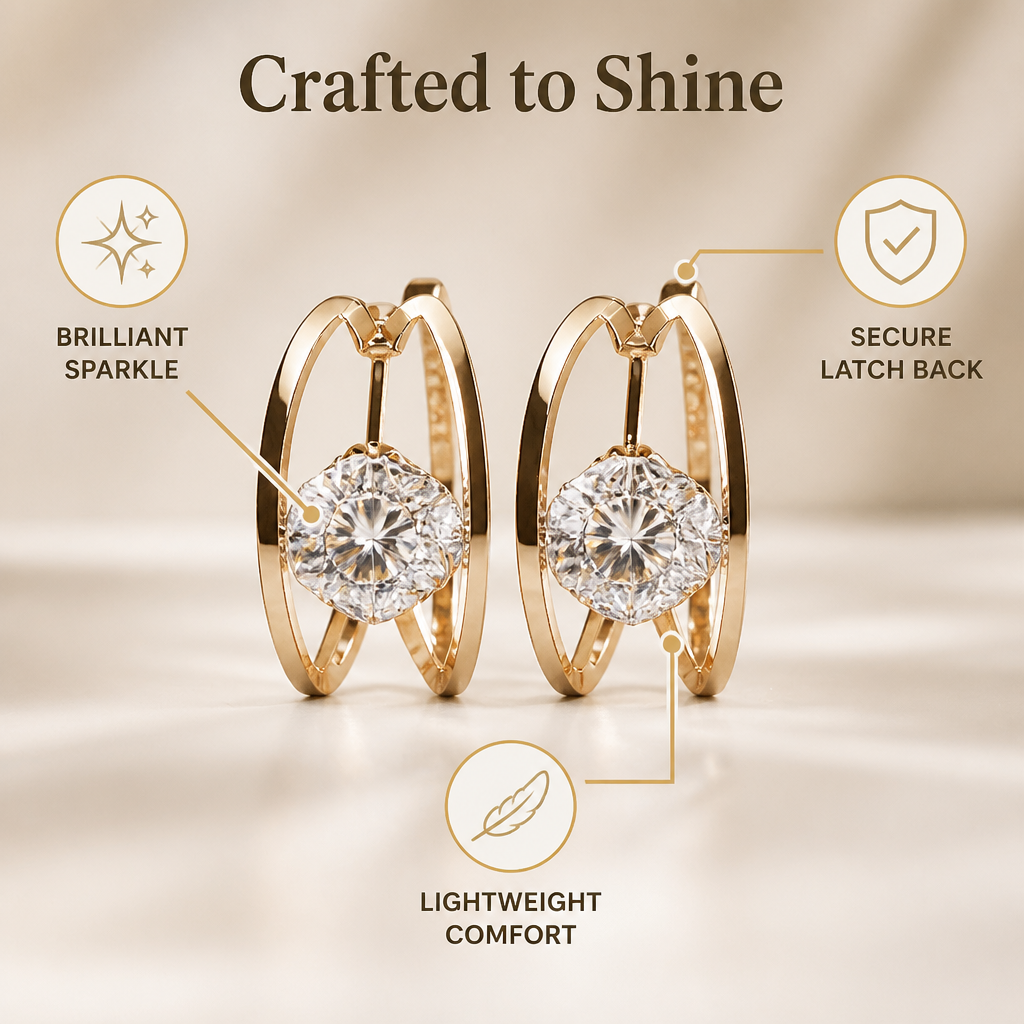 LumaLuxe™ Double Hoop Earrings — Command Every Room with Effortless Glow and Weightless Confidence