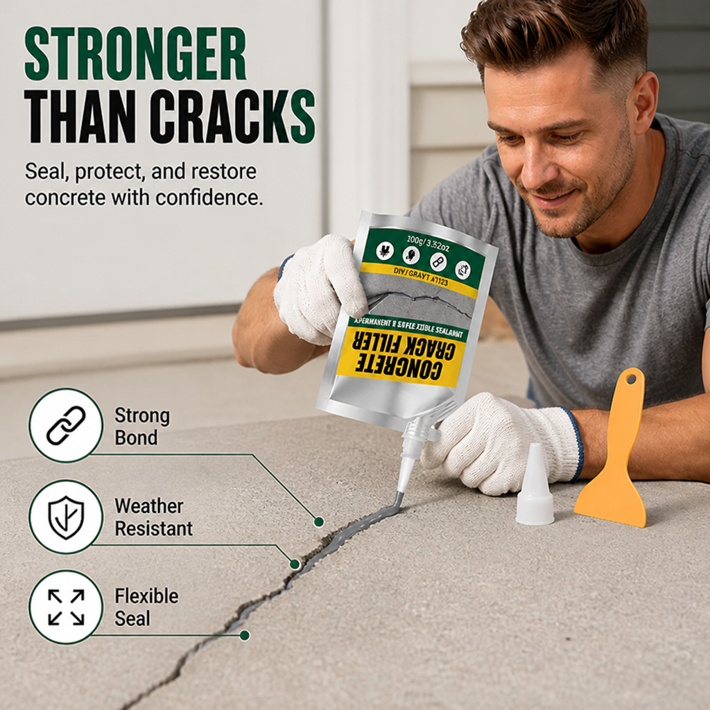 StoneShield™ Concrete Crack Filler — Restore Flawless, Weatherproof Strength That Lasts a Lifetime