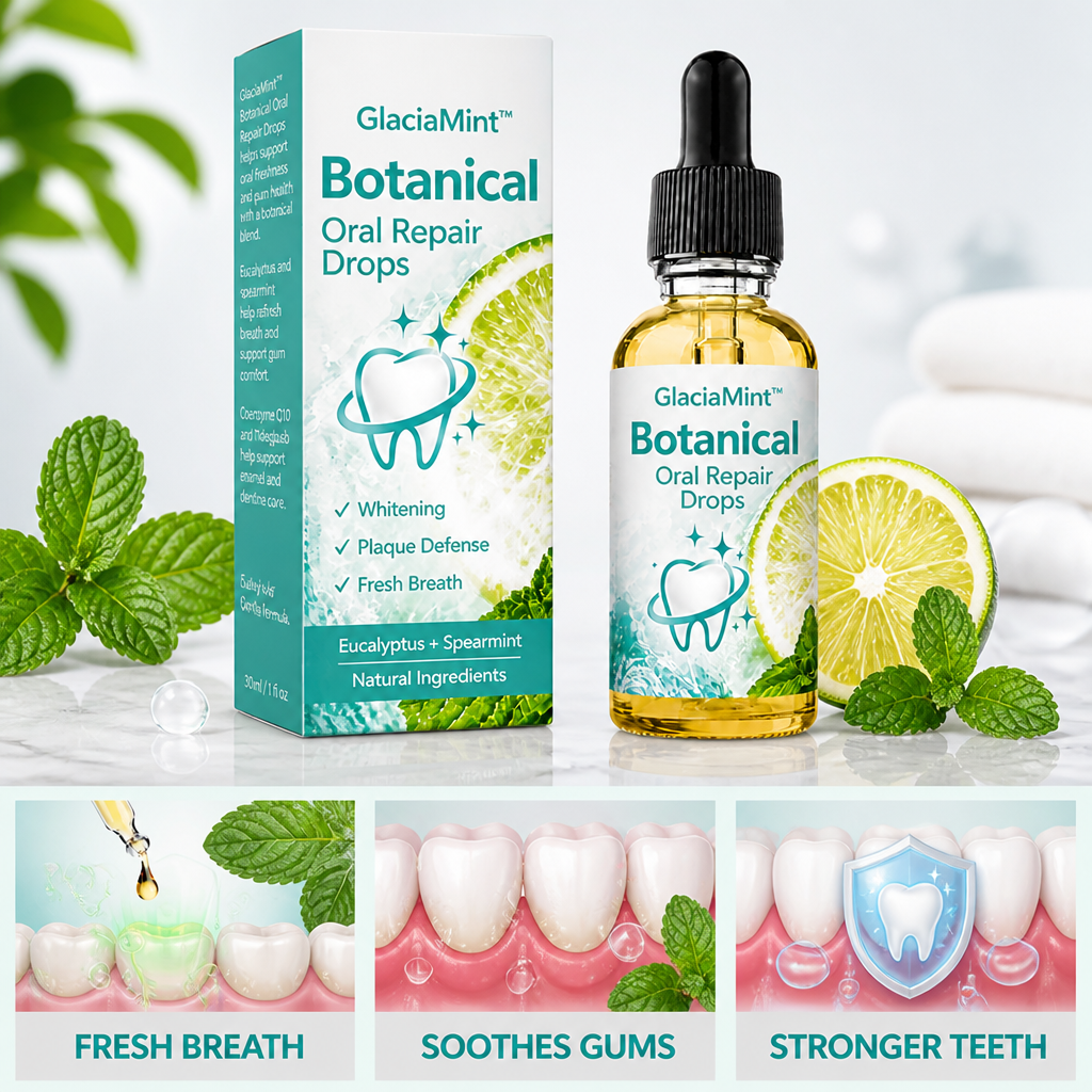 GlaciaMint™ Botanical Oral Repair Drops — Crush Bad Breath and Soothe Gums for Fresh Confidence All Day