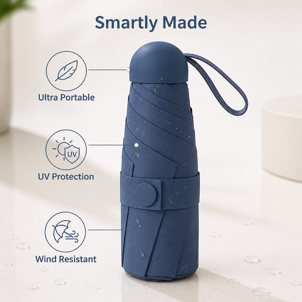 LumaShade™ Mini Travel Umbrella — Your Pocket-Sized Shield Against Sun, Rain, and Wind