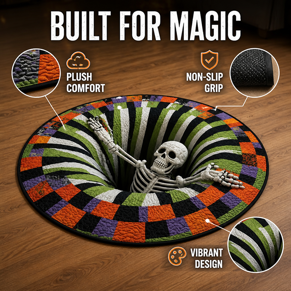 TwilightEcho™ 3D Skeleton Rug — Step Into Cozy, Spellbinding Halloween Magic