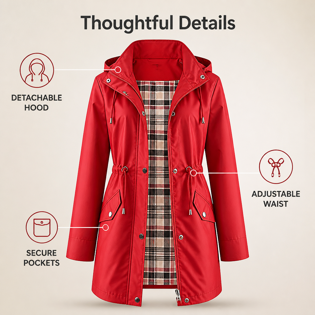Rainara™ — Feel Unstoppable in Every Drop with Flattering, Featherlight Weatherproof Style
