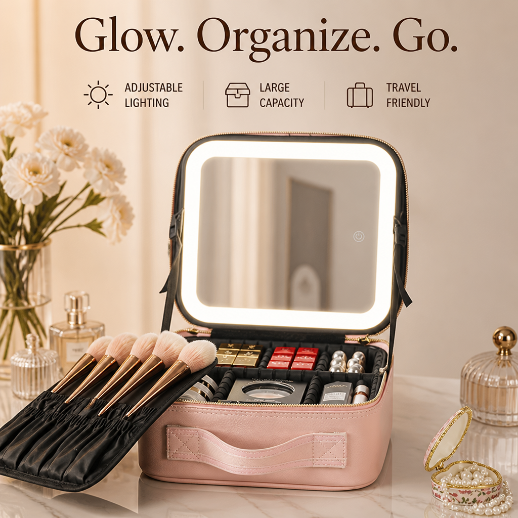 LuminaLuxe™ — Perfect Glow and Organized Beauty Wherever You Go