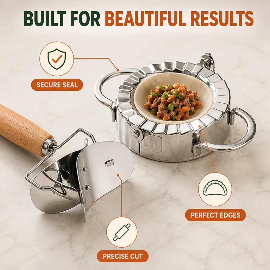 Dumpliva™ Stainless Steel Dumpling & Dough Cutter Set — Effortless Perfect Dumplings That Turn Your Kitchen Into a Celebration