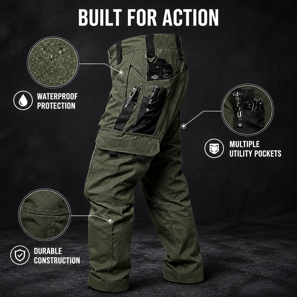 Waterproof Work & Trail Cargo Pants™ — Stay Dry, Loaded, and Unstoppable All Day Long