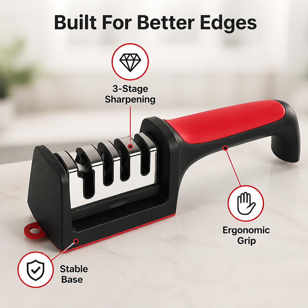 BladePulse™ 3-Stage Sharpener — Unleash Razor Edges That Ignite Your Cooking Passion
