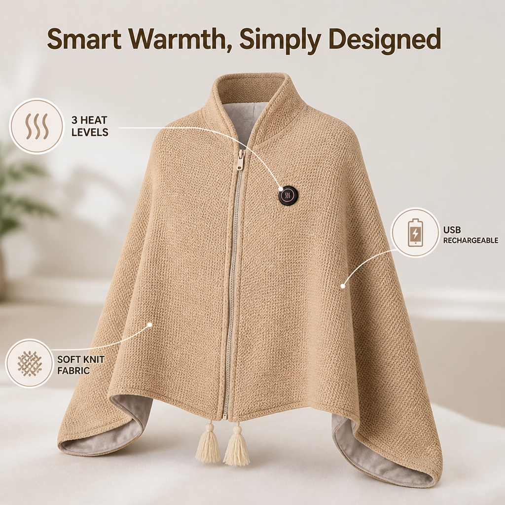 AmberEase™ Rechargeable Heated Blanket & Scarf — Wrap Yourself in Portable, Personalized Warmth Anytime