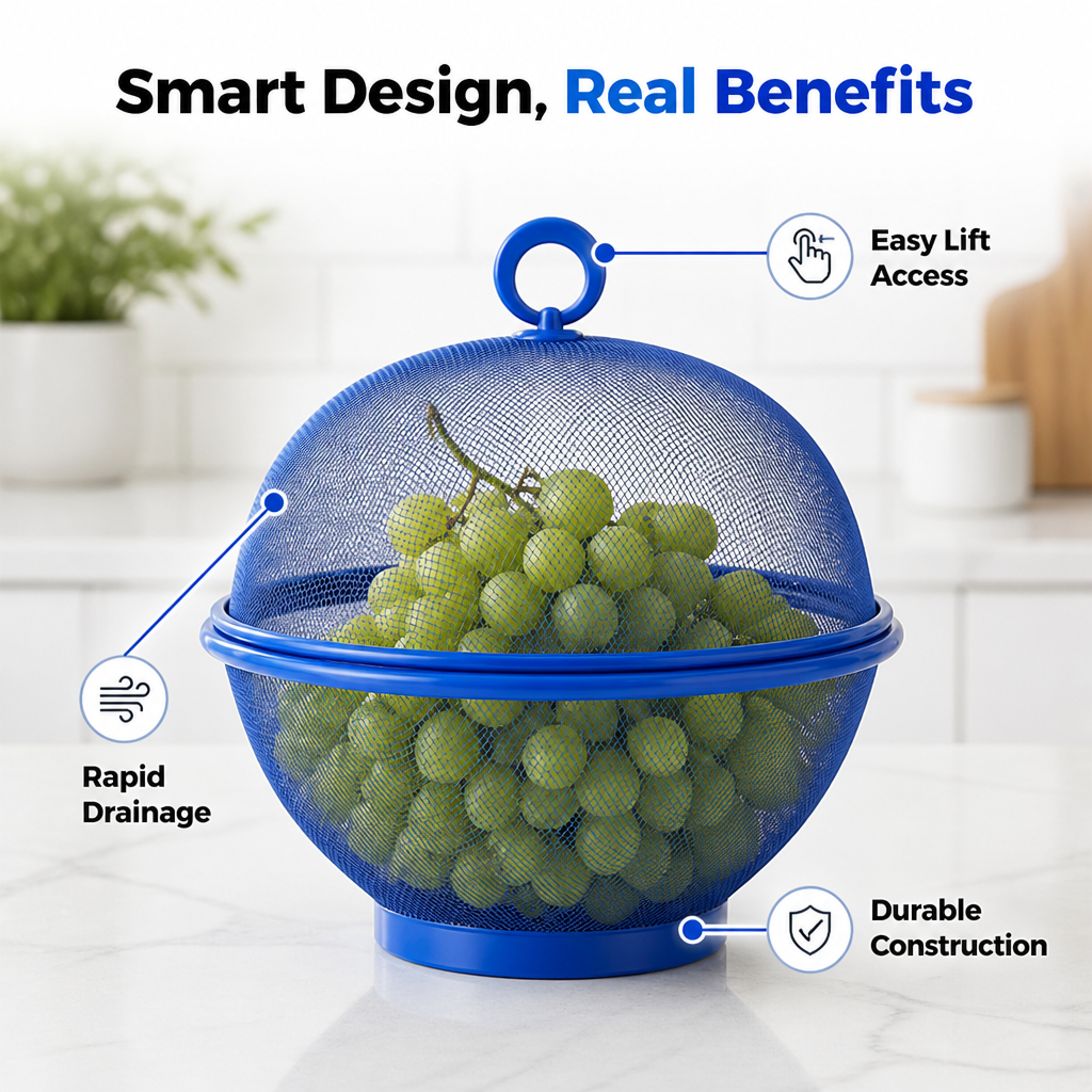 FruitMist™ Basket — Enjoy Crisp, Bug-Free Berries Effortlessly Every Time