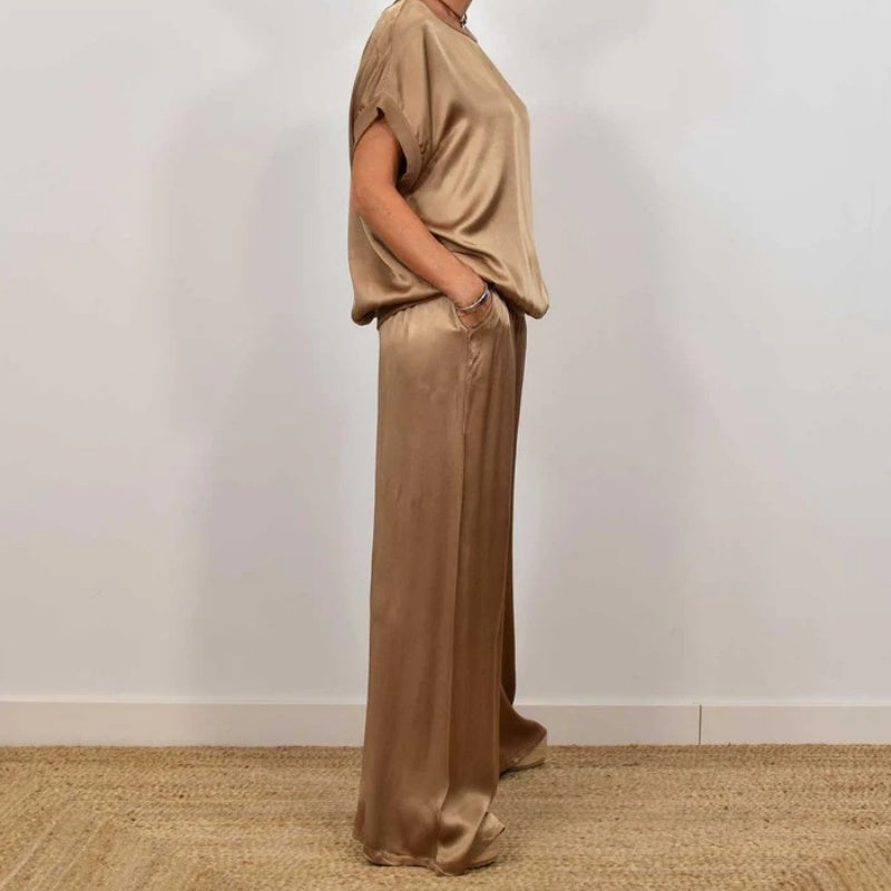 LumaSilk™ Two-Piece Satin Set — Feel Unstoppable in Effortless, All-Day Elegance