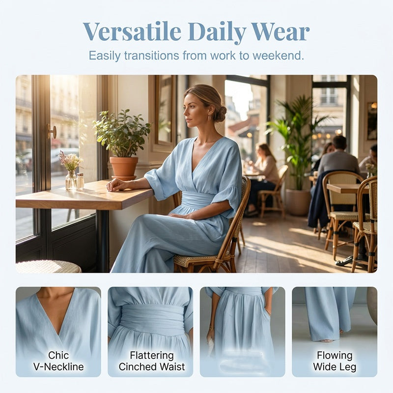 LunaVista™ Wide Leg Jumpsuit — Command Every Room with Effortless Elegance and All-Day Comfort