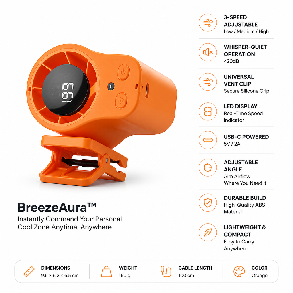 BreezeAura™ — Instantly Command Your Personal Cool Zone Anytime, Anywhere