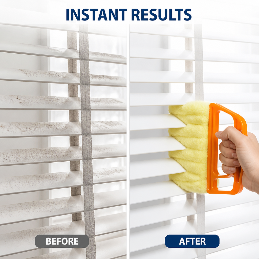 FlexSweep™ — Transform Dusty Blinds into a Fresh, Allergy-Free Haven Instantly