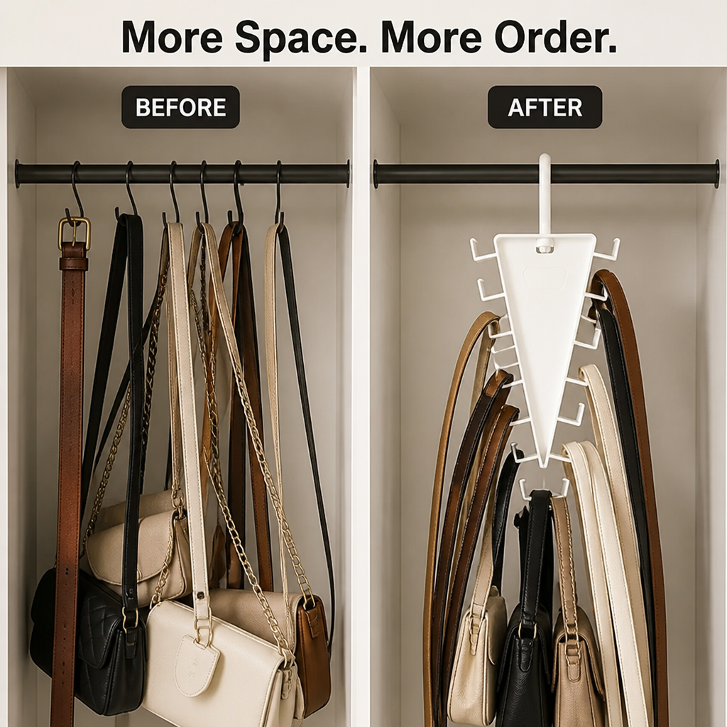 ClariSpace™ Rotating Triangle Hanger — Unlock Instant Closet Calm and Effortless Access Every Day