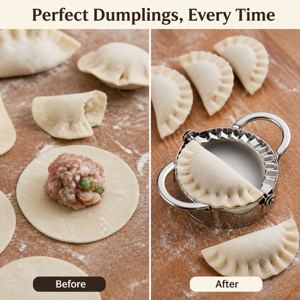 VitaFold™ Stainless Steel Mold & Cutter — Effortless Dumplings That Look and Taste Like a Pro Made Them