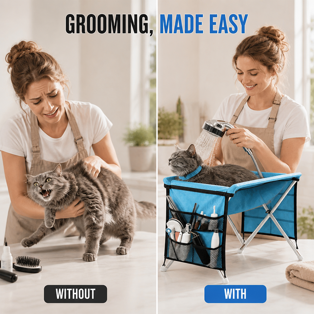 Petvessa™ 2-in-1 Foldable Grooming Bed — Finally, Calm, Control, and Comfort for Stress-Free Pet Grooming