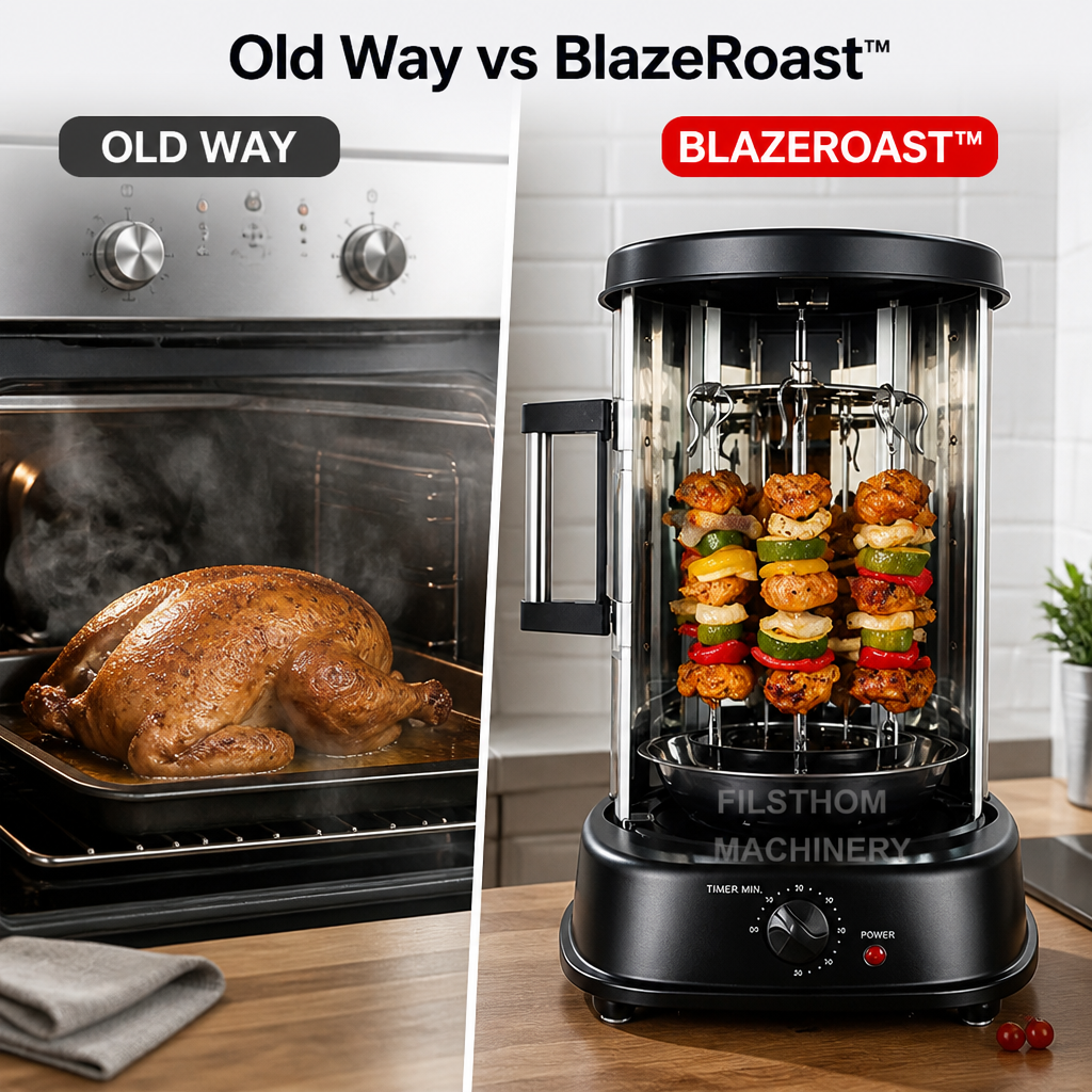BlazeRoast™ — Unlock Juicy, Perfect Rotisserie Meals Without Any Mess or Stress