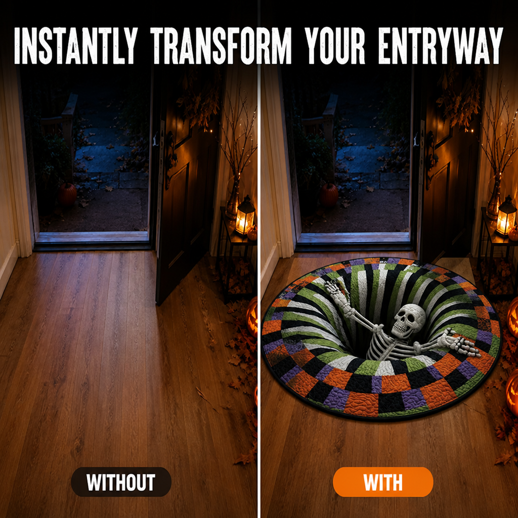 TwilightEcho™ 3D Skeleton Rug — Step Into Cozy, Spellbinding Halloween Magic