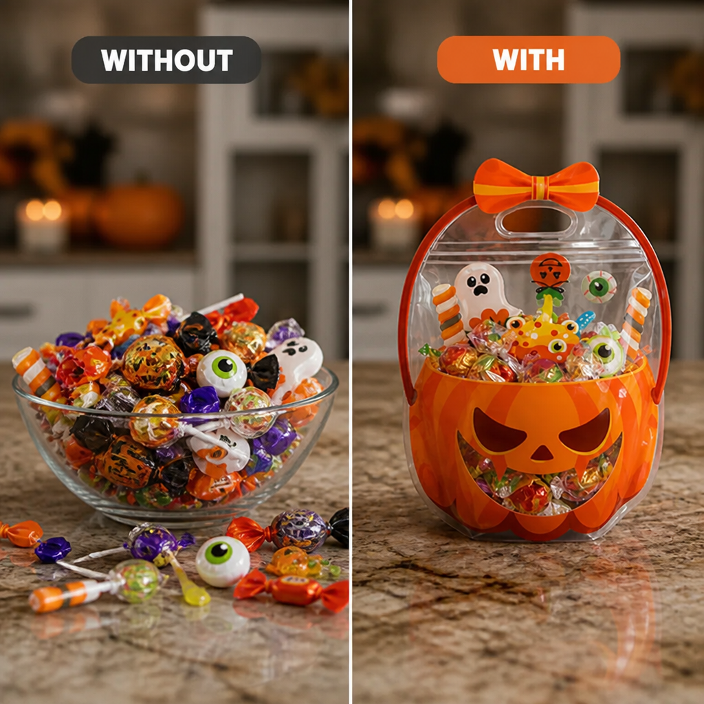 LumaJack™ Transparent Zippered Pumpkin Favor Bags — Make Every Treat a Show-Stopping Moment Kids Can’t Resist