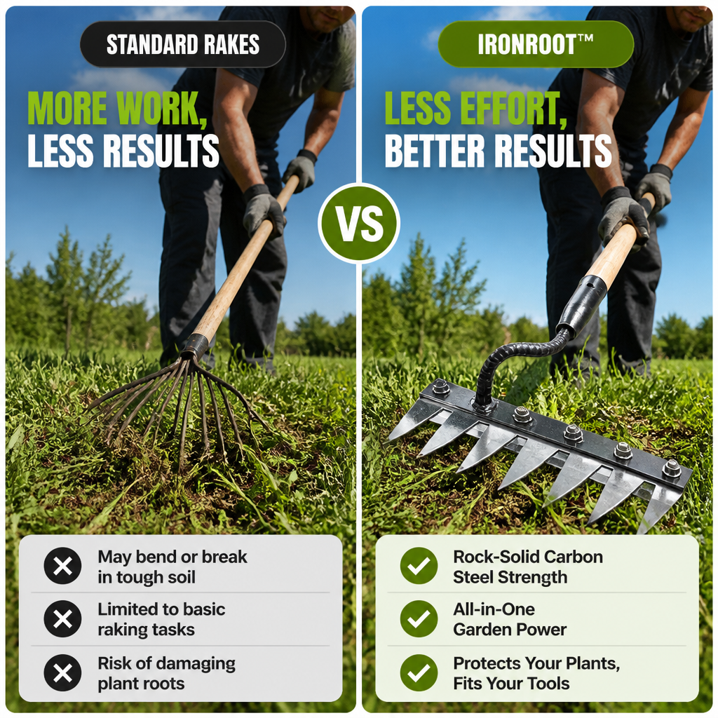 IronRoot™ 2-Piece Metal Weed Rake Set — Turn Backbreaking Garden Work into Effortless, Precise Power