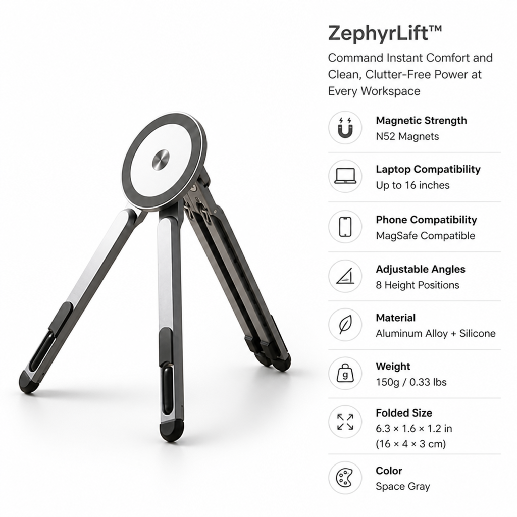 ZephyrLift™ — Command Instant Comfort and Clean, Clutter-Free Power at Every Workspace