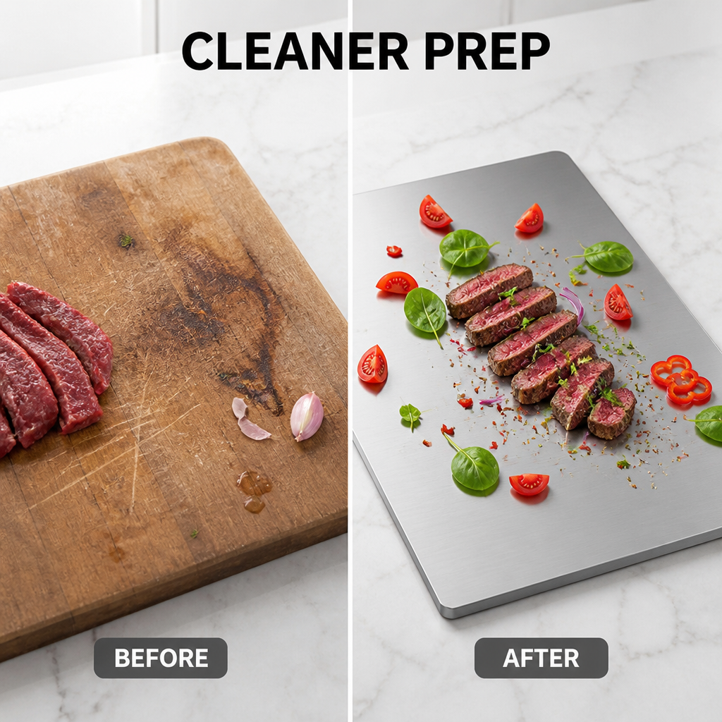 Cutlora™ Stainless Steel Cutting Board — Prep Fearlessly with a Spotless, Rock-Solid Surface