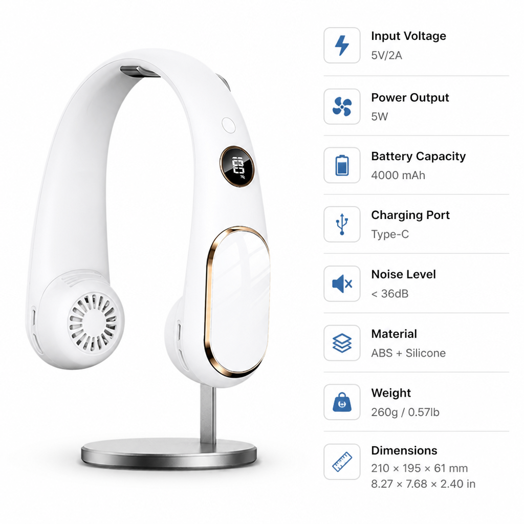 BreezeWave™ 360° Neck Fan — Stay Cool, Comfortable, and Confident All Day Long