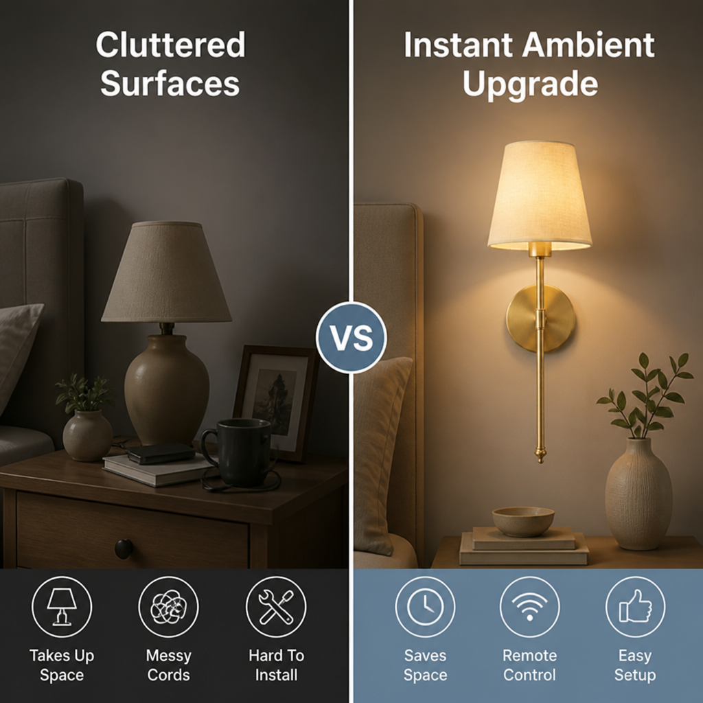 LumiVibe™ Wireless Wall Lamp Sconce — Transform Your Space Into a Cozy, Luxe Retreat Instantly