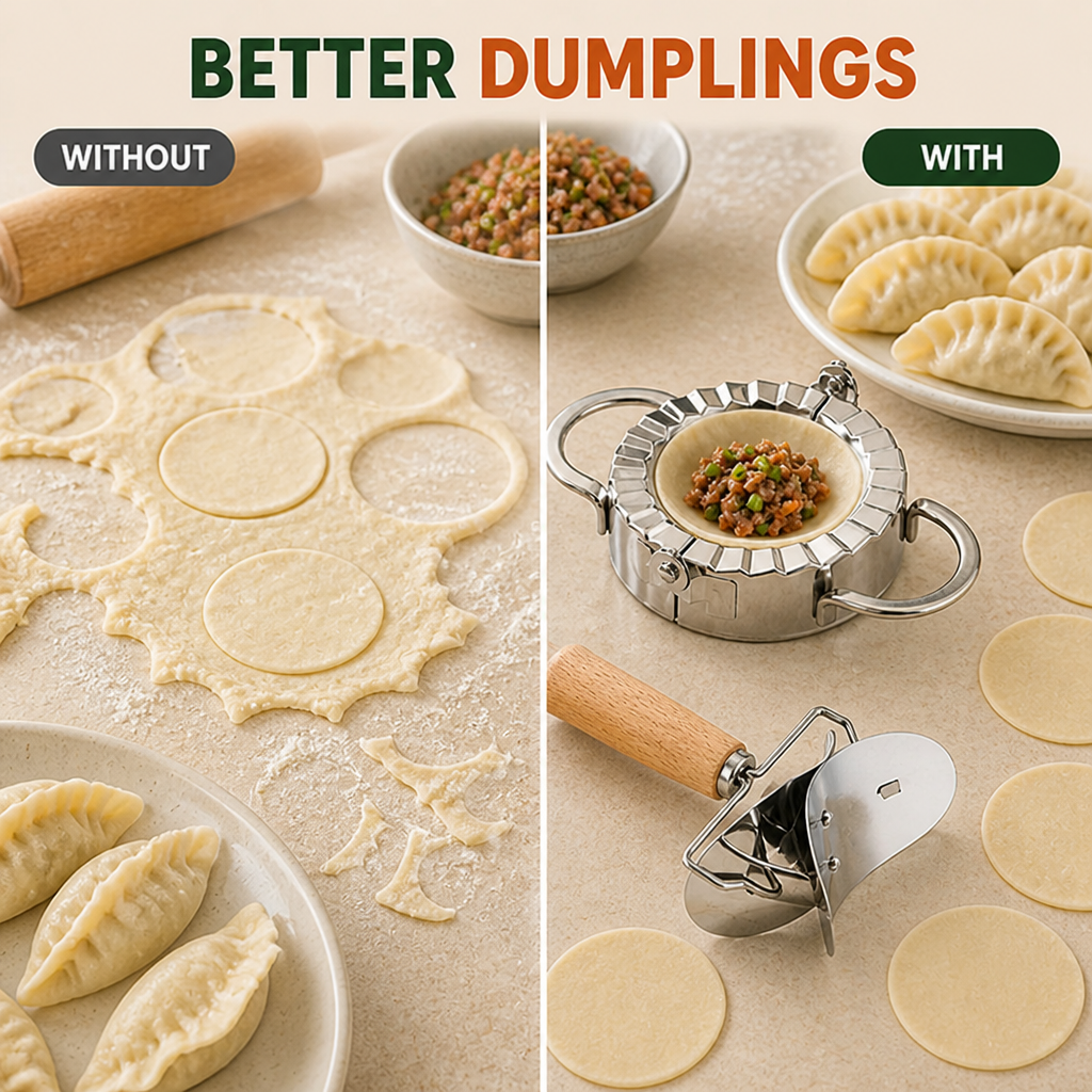 Dumpliva™ Stainless Steel Dumpling & Dough Cutter Set — Effortless Perfect Dumplings That Turn Your Kitchen Into a Celebration