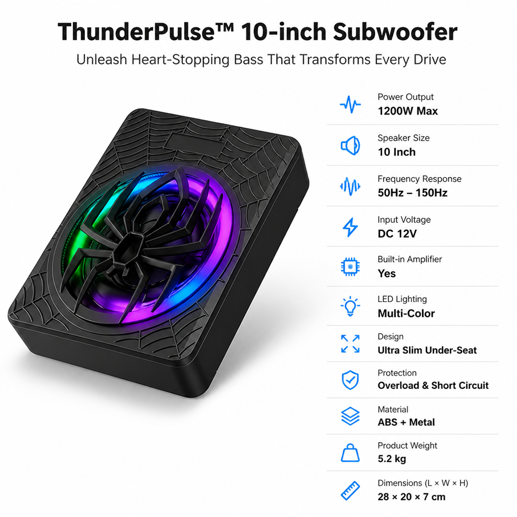 ThunderPulse™ 10-inch Subwoofer — Unleash Heart-Stopping Bass That Transforms Every Drive