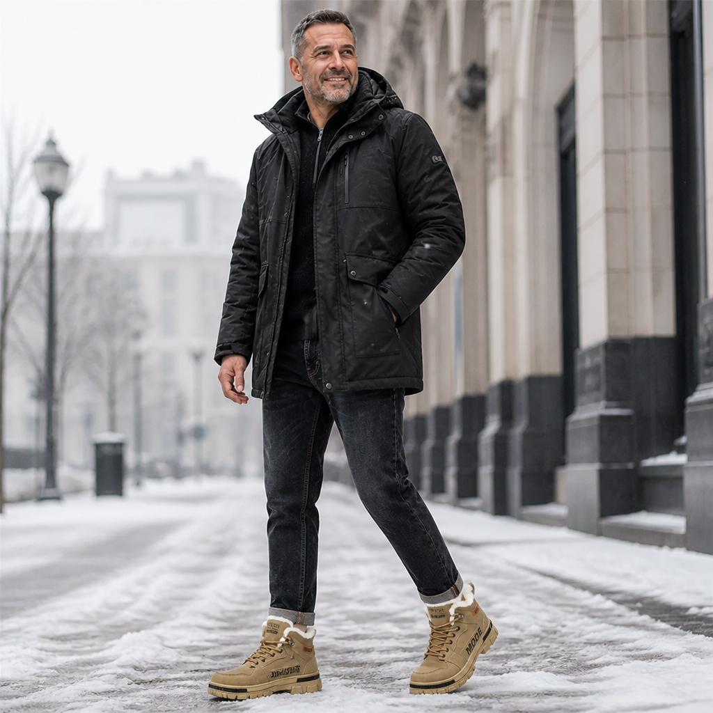 BlazeStride™ — Own Winter with Warm, Dry, Slip-Free Confidence