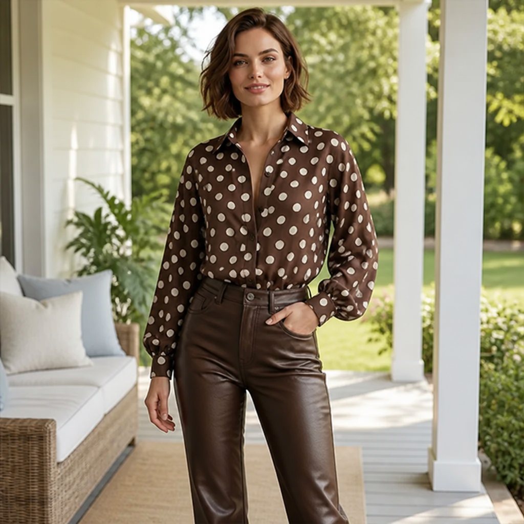 LyraLuxe™ Polka Shirt — Feel Confident, Fresh, and Effortlessly Stunning All Day
