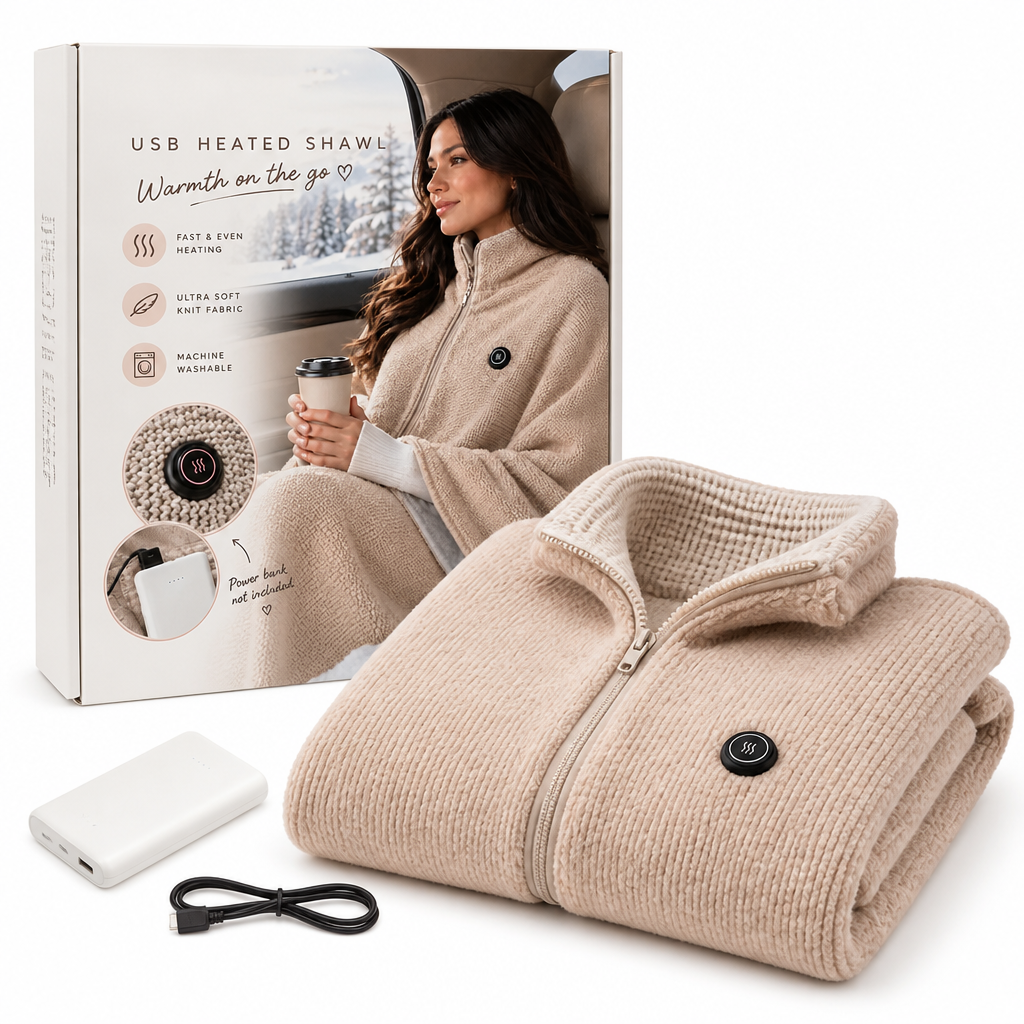 AmberEase™ Rechargeable Heated Blanket & Scarf — Wrap Yourself in Portable, Personalized Warmth Anytime