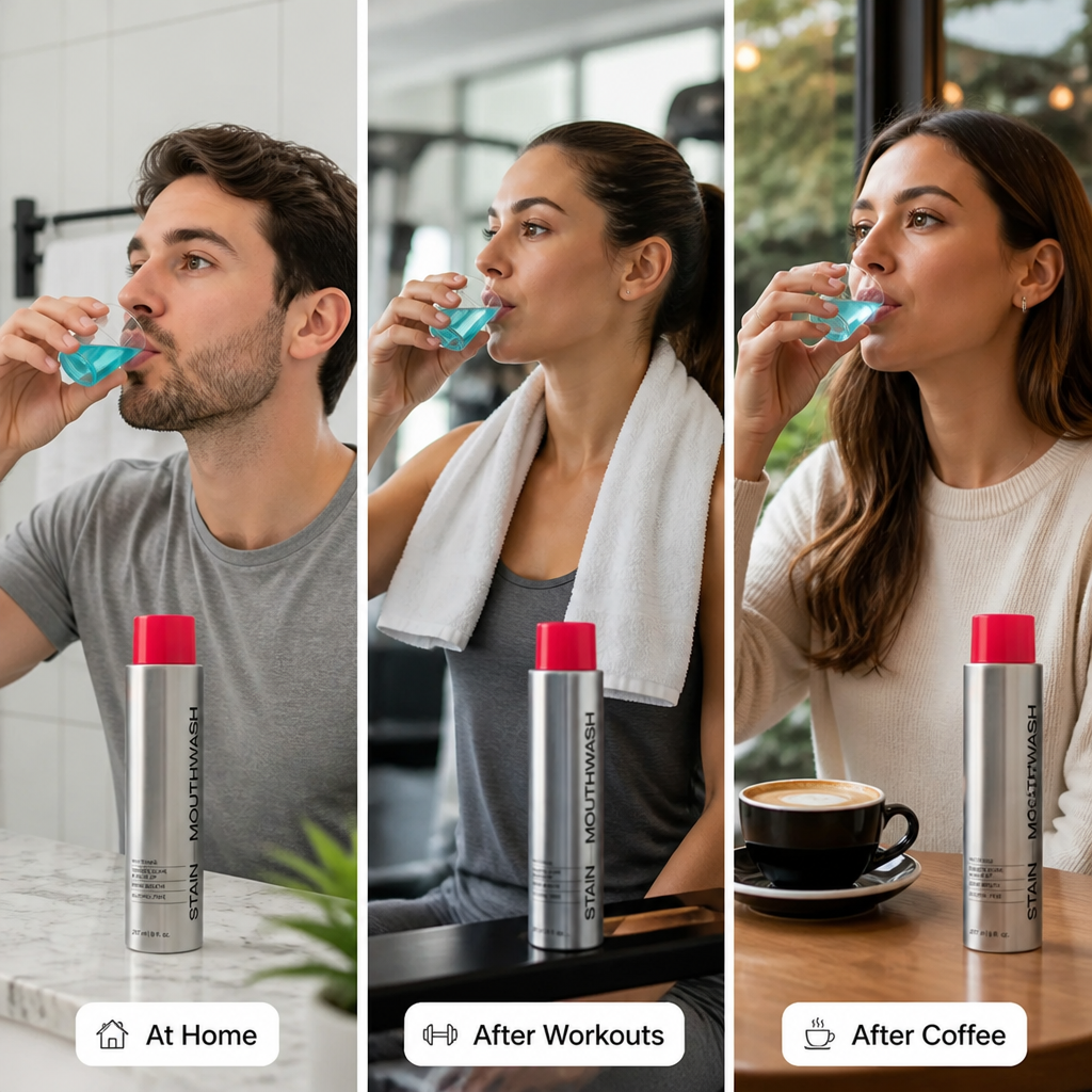 BrightRinse™ — Rinse Away Coffee Stains for a Cleaner, Brighter-Looking Smile