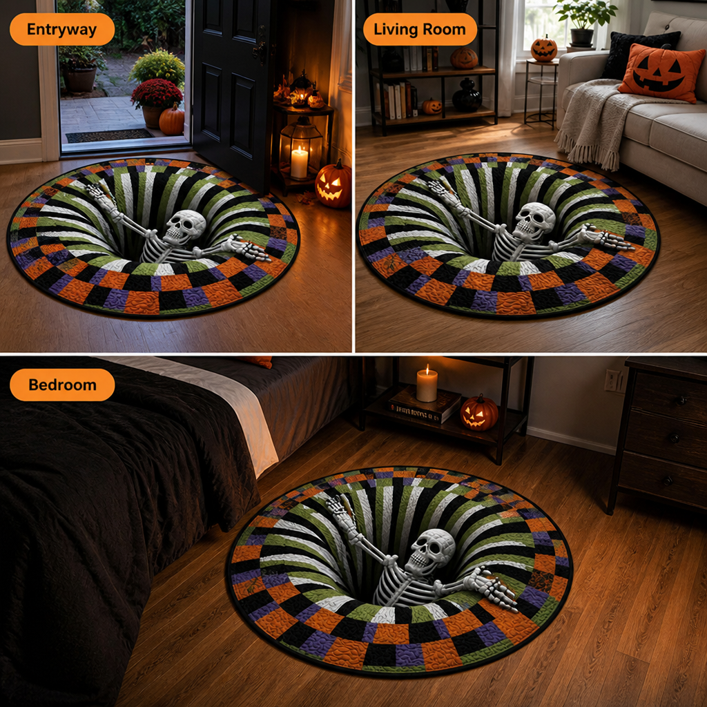 TwilightEcho™ 3D Skeleton Rug — Step Into Cozy, Spellbinding Halloween Magic