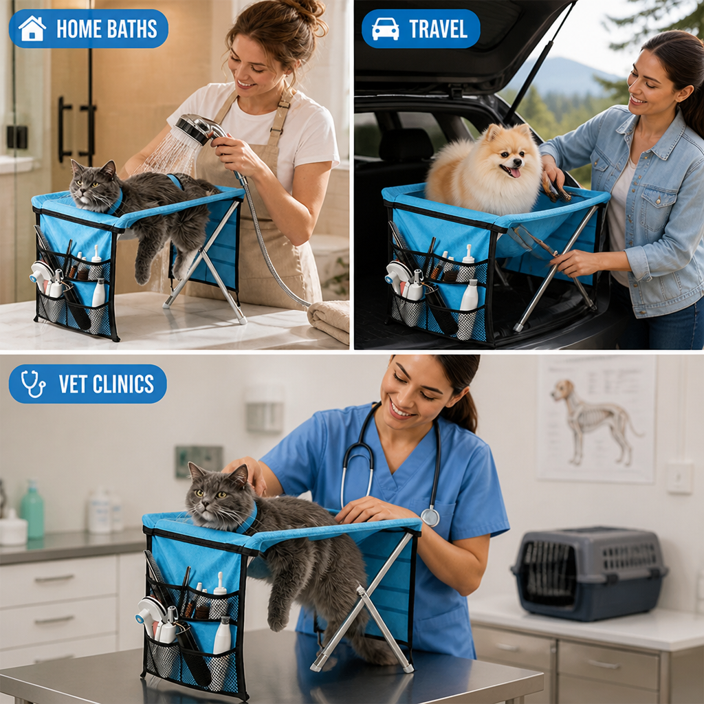 Petvessa™ 2-in-1 Foldable Grooming Bed — Finally, Calm, Control, and Comfort for Stress-Free Pet Grooming