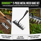 IronRoot™ 2-Piece Metal Weed Rake Set — Turn Backbreaking Garden Work into Effortless, Precise Power