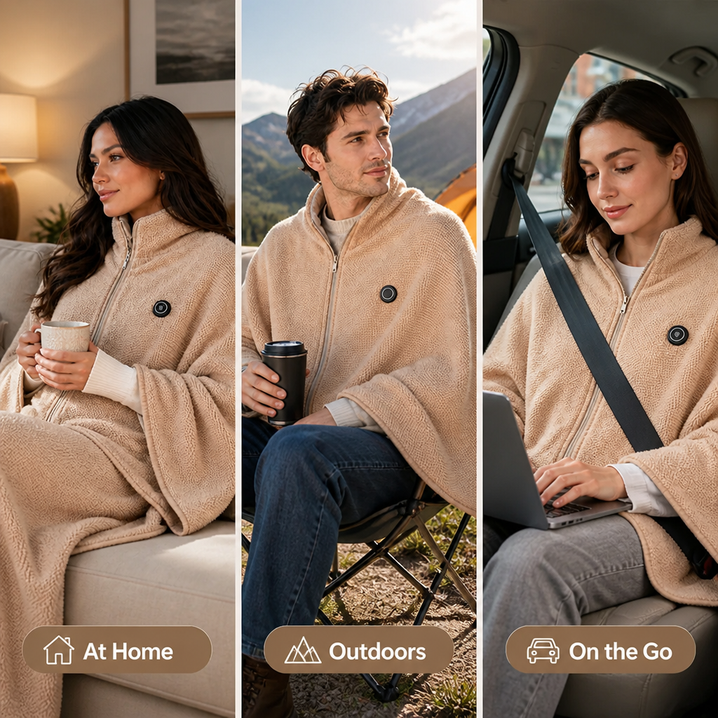 AmberEase™ Rechargeable Heated Blanket & Scarf — Wrap Yourself in Portable, Personalized Warmth Anytime