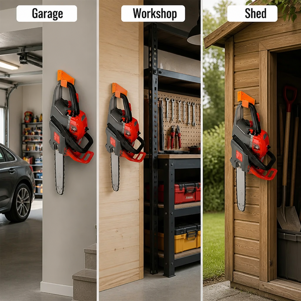 TitanGrip™ Heavy-Duty Chainsaw Hanger — Take Command of Your Garage with Rock-Solid Strength and Instant Access