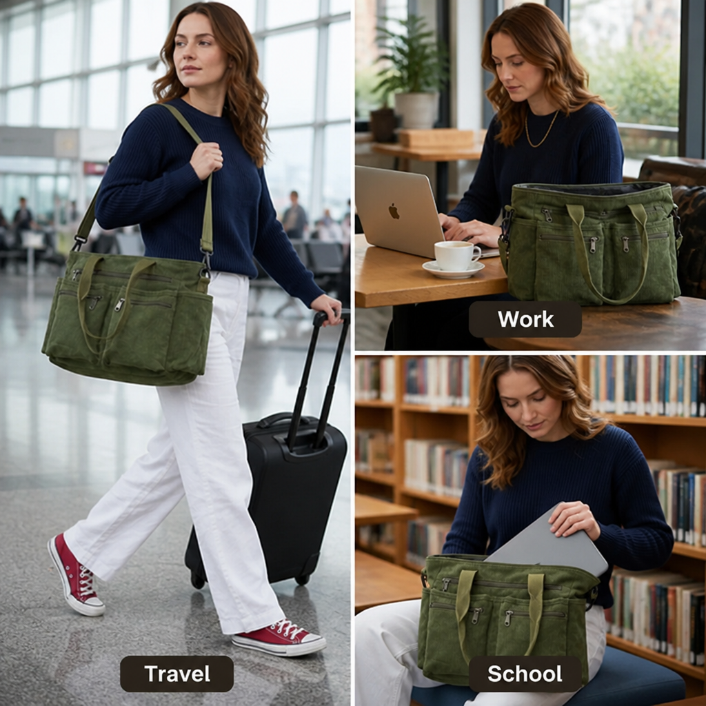 VeroCraft™ Corduroy Utility Tote — Master Your Day with Effortless Order and Unbreakable Style