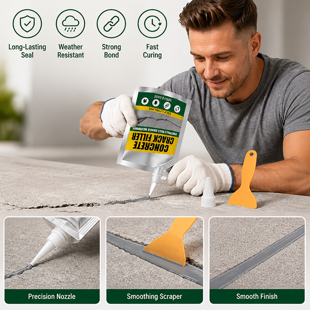 StoneShield™ Concrete Crack Filler — Restore Flawless, Weatherproof Strength That Lasts a Lifetime