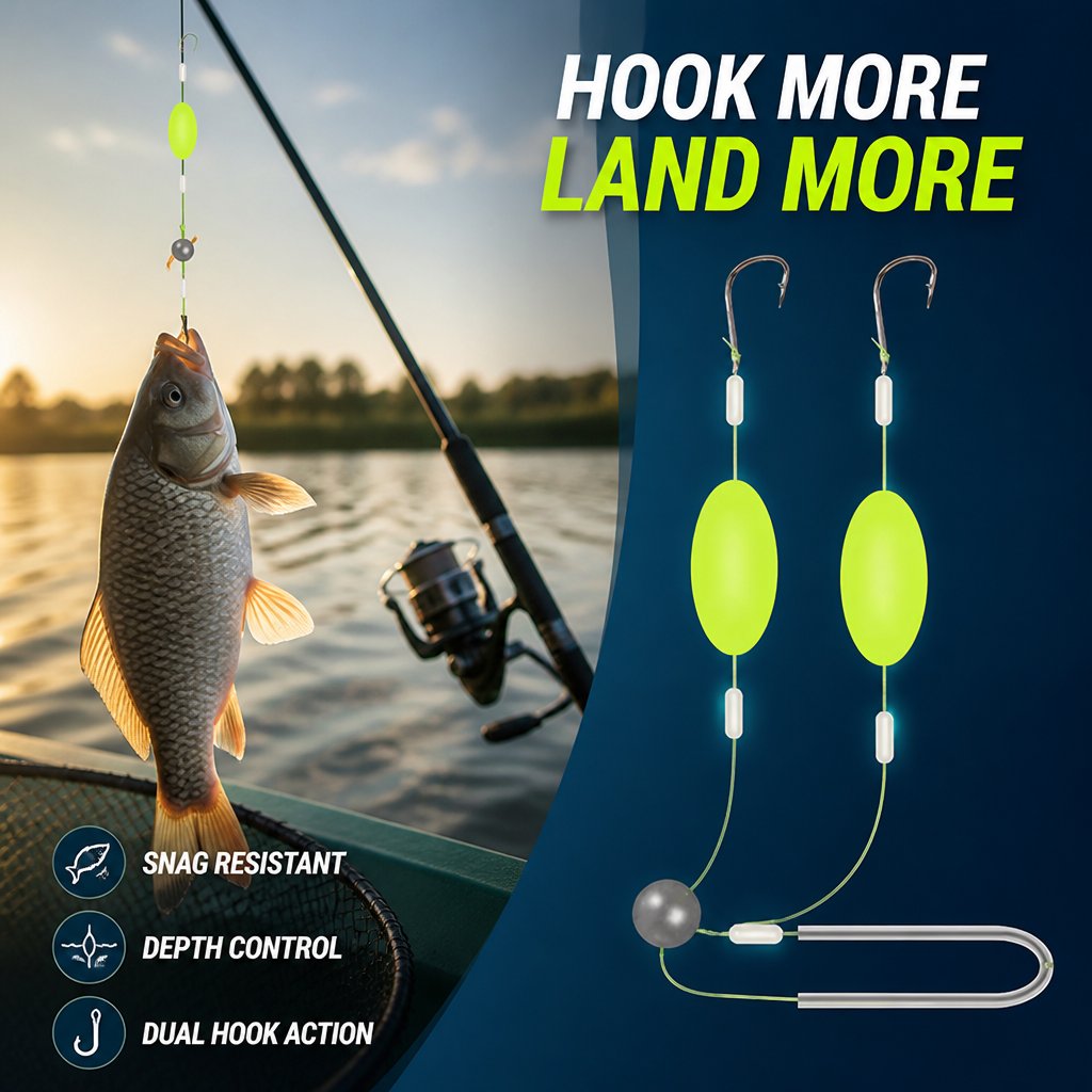 HydroGlide™ Dual-Hook Rig — Hook More Fish Without the Snag Frustration