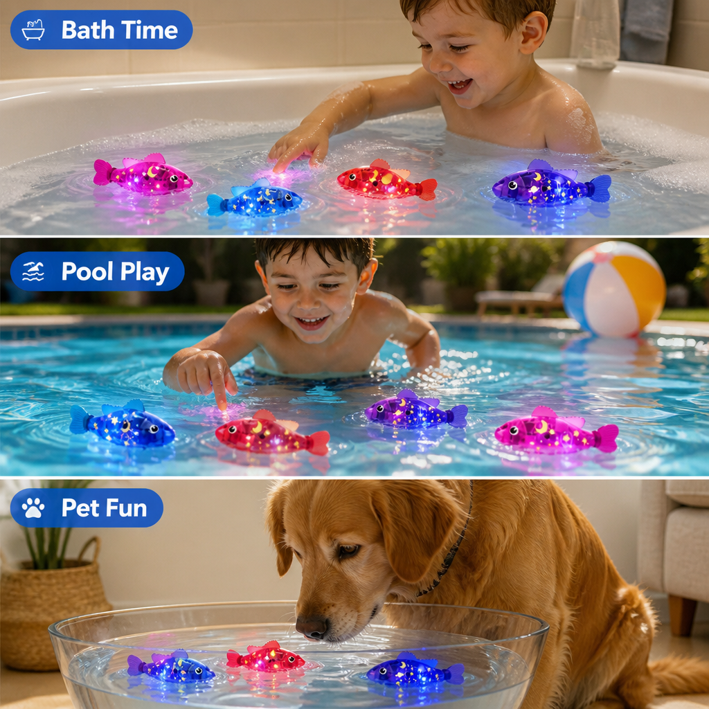 AquaGlim™ 4-pcs — Transform Bath Time Into Magical Light and Laughter